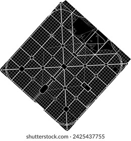 La Plata city map, Argentina. Municipal administrative borders, black and white area map with rivers and roads, parks and railways. Vector illustration.