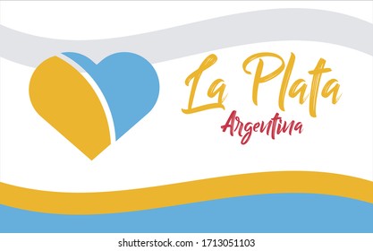 La Plata, ciudad de Argentina, AR (La Plata, city of Argentina, AR in spanish) banner heart for print and tourism.