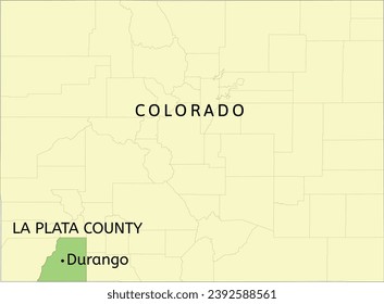 Gemeinde La Plata und Gemeinde Durango mit Wohnsitz auf der Landkarte von Colorado