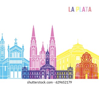 La Plata skyline pop in editable vector file