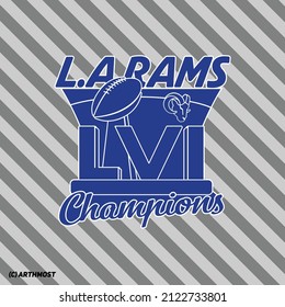 LA Rams Lettering Big Game LVI 2022 Trophy Cup Clipart