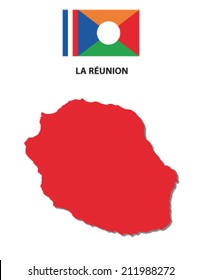 la reunion map with flag