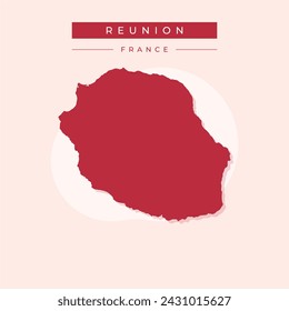 Silueta de mapa vectorial La Reunión, aislado sobre fondo blanco. Ilustración de silueta de alto detalle. Mapa de Reunión.