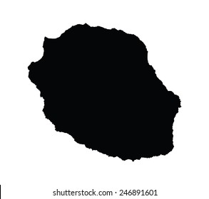 La Reunion vector map silhouette, isolated on white background. High detailed silhouette illustration. Reunion map.