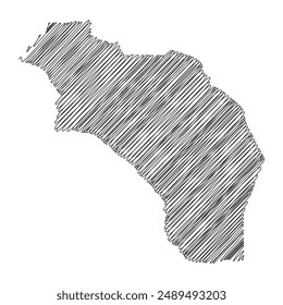 Ilustración vectorial de línea de mapa de hilos de provincias de La Rioja Argentina