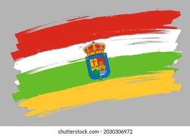 The La Rioja flag, Spain. Spanish region  banner brush style. Horizontal vector Illustration isolated on gray background.  