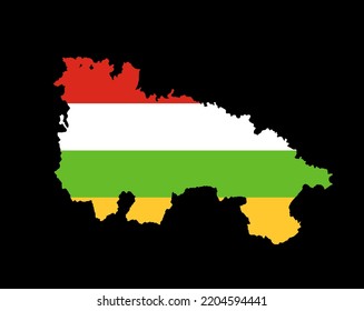 La Rioja map flag vector silhouette illustration isolated on black background. High detailed. Spain province, part of autonomous community La Rioja flag emblem, symbol. Country in Europe, EU member.