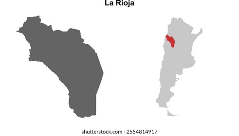 La Rioja province blank outline map set