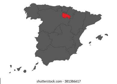 La Rioja red map on gray Spain map vector