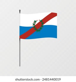 La Rioja region flag on flagpole. Vector illustration.