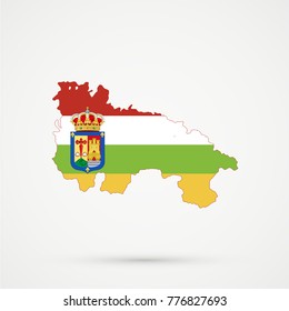La Rioja (Spain) map in La Rioja (Spain) flag colors, editable vector.