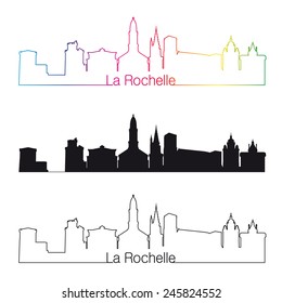 La Rochelle skyline linear style with rainbow in editable vector file