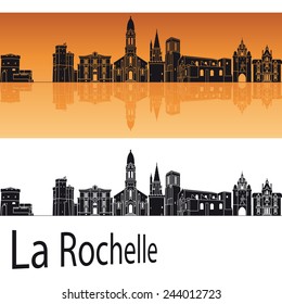 La Rochelle skyline in orange background in editable vector file