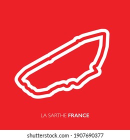 La Sarthe circuit, France. Motorsport race track vector map