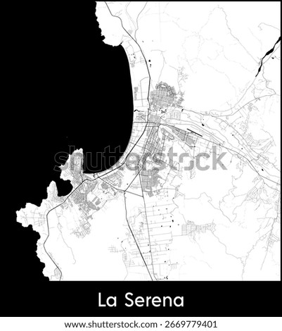 La Serena city map, Chile - Topographic vector map poster
