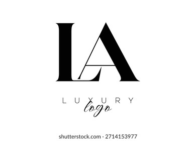 Logotipo de tipografia de monograma de letra LA Serif para identidade de marca premium elegante