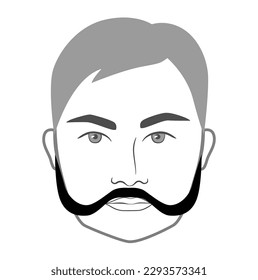 A La Souvarov Imperial Beard style men in face illustration Facial hair mustache. Vector grey black portrait male Fashion template flat barber collection set. Stylish hairstyle isolated outline