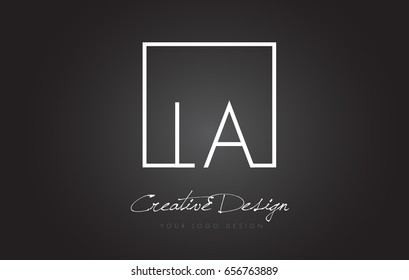 LA Square Framed Letter Logo Design Vector with Black and White Colors.