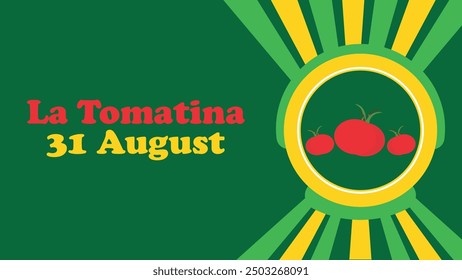 La Tomatina  vector banner design with geometric shapes and vibrant colors on a horizontal background.