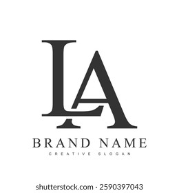 LA trendy logotype template. Initial letter l and a classic font style. Creative logo for company name or identity. Vector illustration.