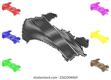 La Union de Isidoro Montes de Oca municipality (Free and Sovereign State of Guerrero, Mexico, United Mexican States) map vector illustration, scribble sketch La Unión map