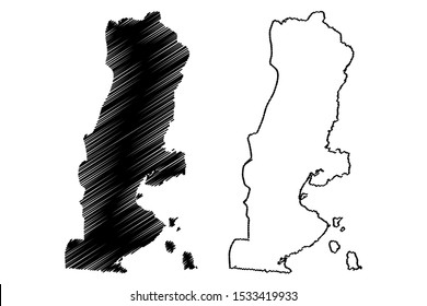La Union Department (Republic of El Salvador, Departments of El Salvador) map vector illustration, scribble sketch La Union map