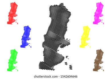 La Union Department (Republic of El Salvador, Departments of El Salvador) map vector illustration, scribble sketch La Union map