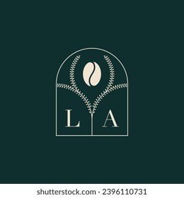 LA Unique and simple logo design combination of letters and coffee bean