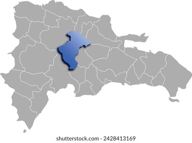 LA VEGA DEPARTMENT MAP STATE OF Dominican Republic 3D ISOMETRIC MAP