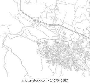 La Vega, La Vega, Dominican Republic, bright outlined vector map with bigger and minor roads and streets created for infographic backgrounds.