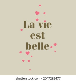 La vie est bell french is Life is beautiful lettering abstract,Graphic design print t-shirts fashion,vector,poster,card