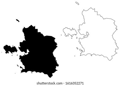 Laane County (Republic of Estonia, Counties of Estonia) map vector illustration, scribble sketch Laanemaa map