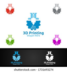 Lab 3D Printing Company Vector Logo Design for Media, Retail, Advertising, Newspaper or Book Concept
