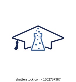 Lab Academy vector logo design. Graduation cap and flask icon design.