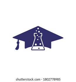 Lab Academy vector logo design. Graduation cap and flask icon design.