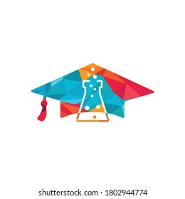 Lab Academy vector logo design. Graduation cap and flask icon design.