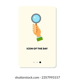 Lab analyses vector icon. Study, magnifying glass in hand isolated vector sign. Exploration and research concept. Vector illustration symbol elements for web design and apps