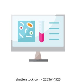 Lab analysis result icon on computer. microbiology laboratory symbol. vector illustration