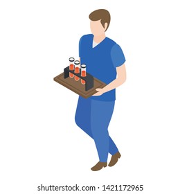 
Lab assistant avatar in isometric design.
