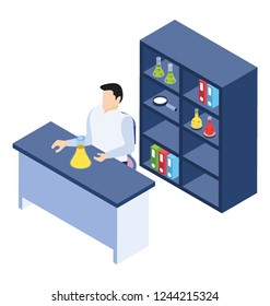 Lab attendant or supervisor isometric icon design