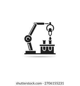 Icono de brazo robótico de automatización de laboratorio