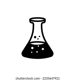 Lab beaker icon. chemical experiment. biology symbol. Vector illustration of test tube. Science technology. Isolated on white background.
