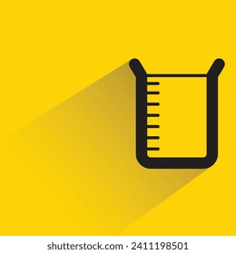 lab beaker icon with shadow on yellow background