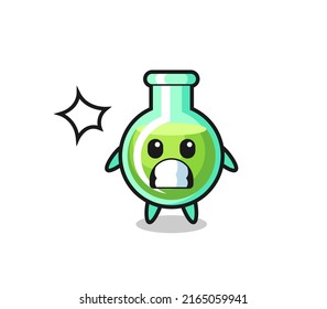 lab beakers character cartoon with shocked gesture , cute style design for t shirt, sticker, logo element