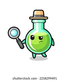 lab beakers detective character is analyzing a case , cute style design for t shirt, sticker, logo element