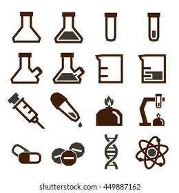 lab beakers icon set