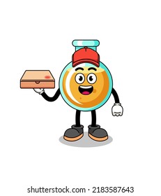 lab beakers illustration as a pizza deliveryman , character design