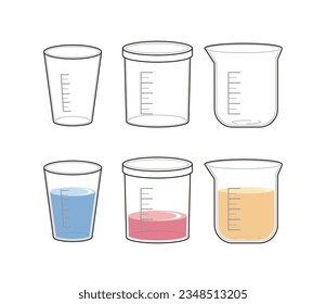 Lab beakers with liquid set