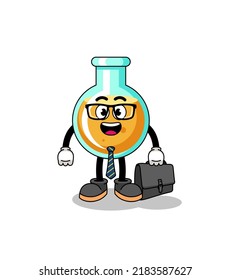 lab beakers mascot as a businessman , character design