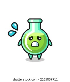 lab beakers mascot character with afraid gesture , cute style design for t shirt, sticker, logo element